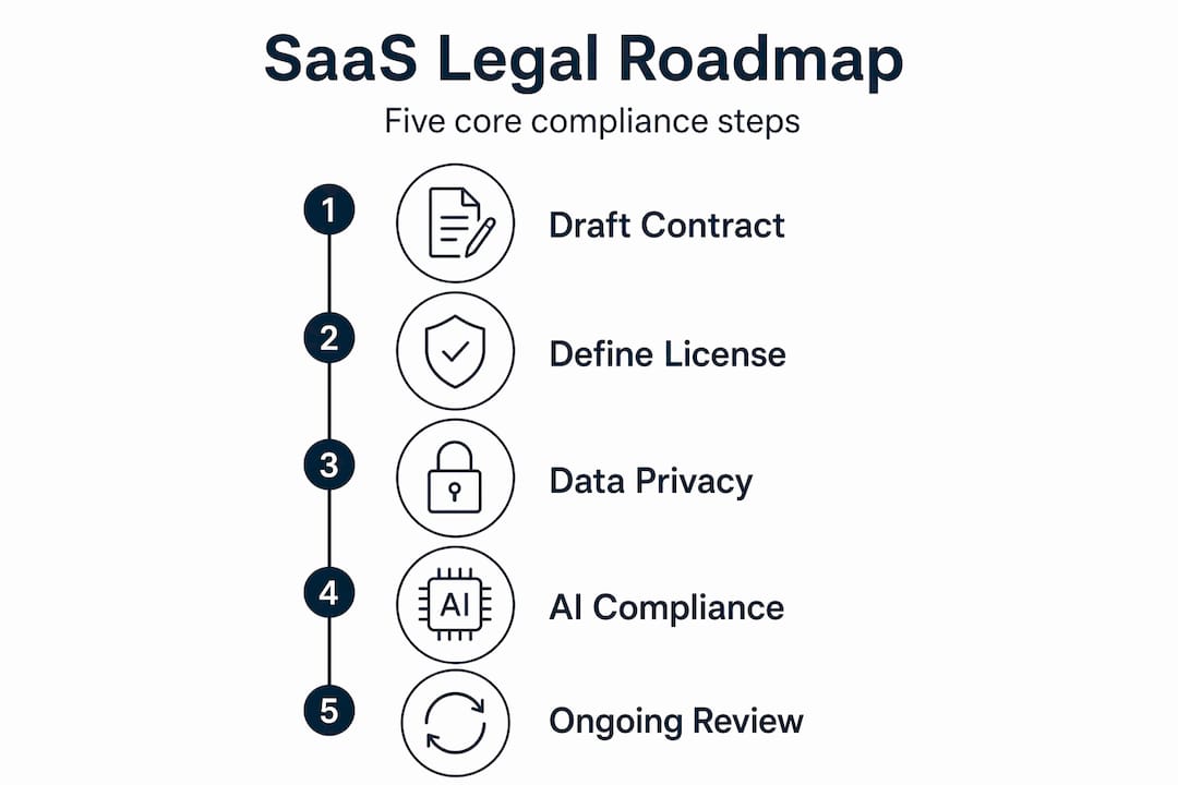 Infographic showing SaaS legal compliance roadmap