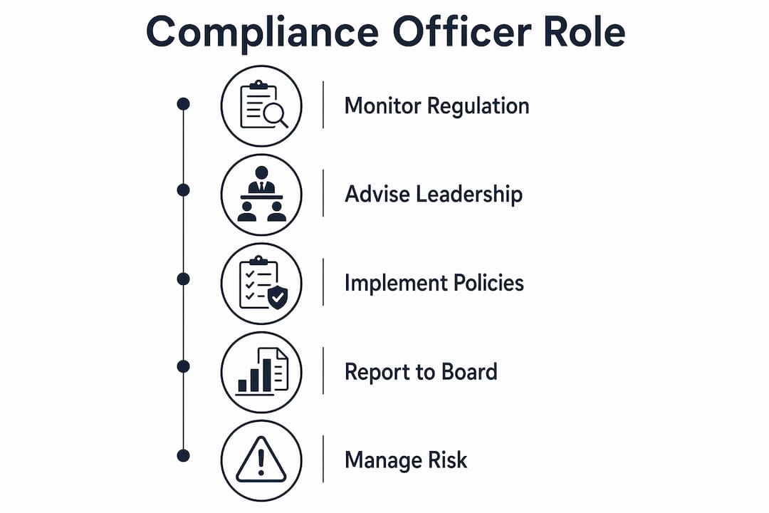 Infographic showing compliance officer key roles and responsibilities