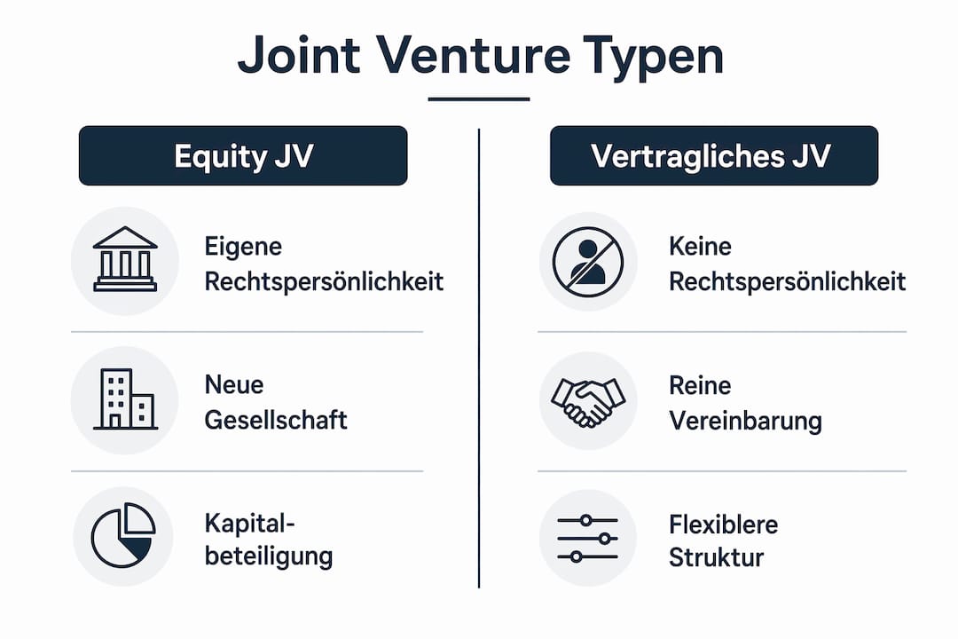 Übersichtsgrafik: Verschiedene Joint Venture-Modelle im Vergleich
