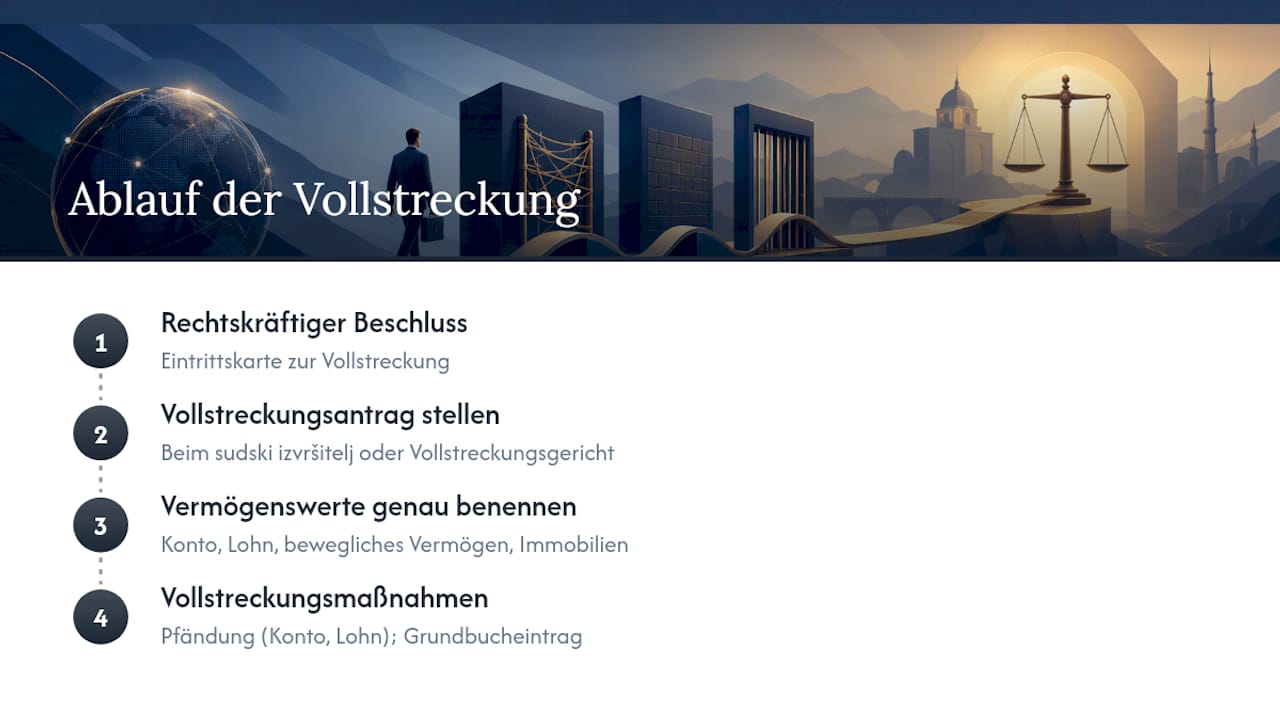 Schritte vom Anerkennungsbeschluss bis zur Vollstreckung