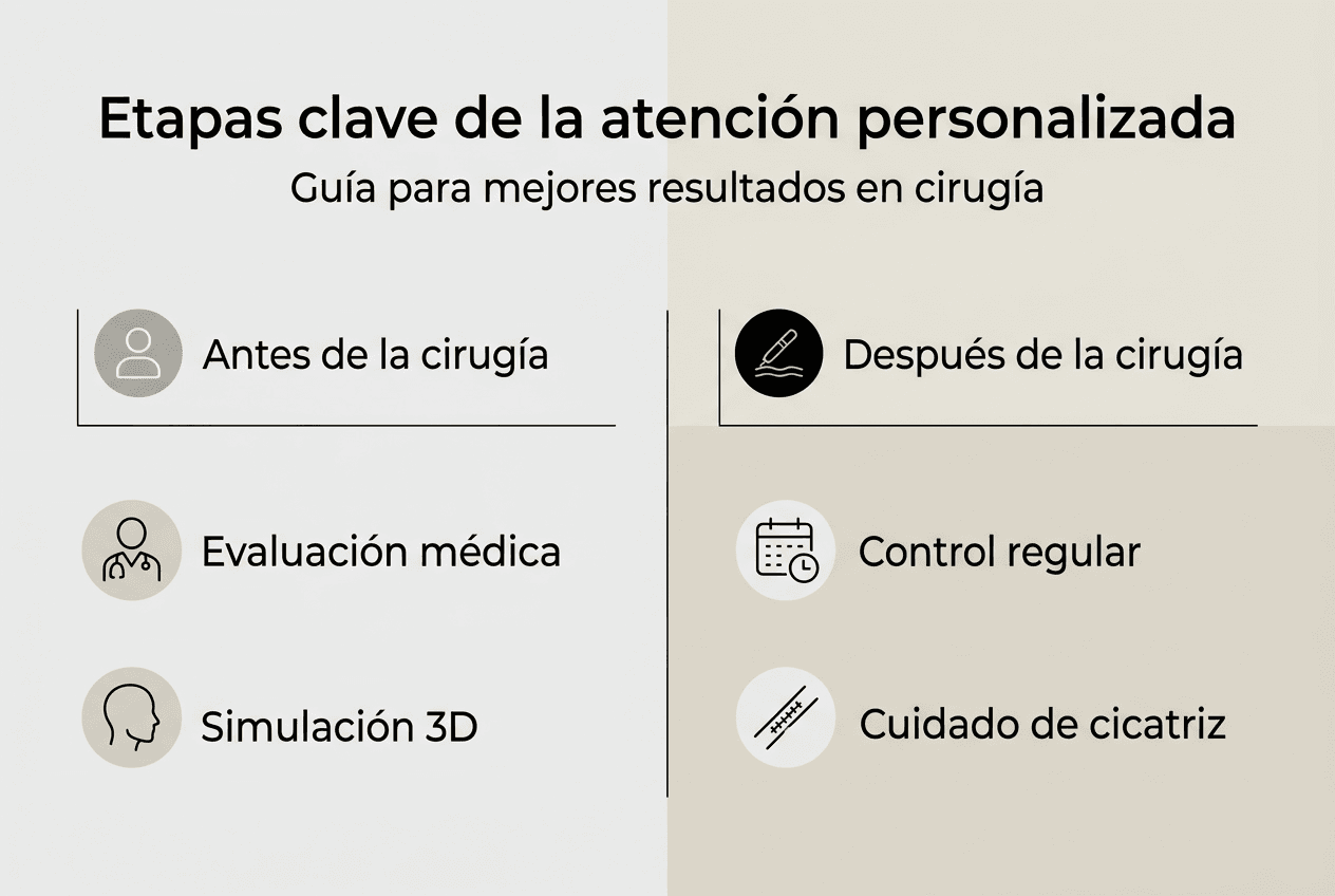 Infografía sobre las fases más importantes en una cirugía estética