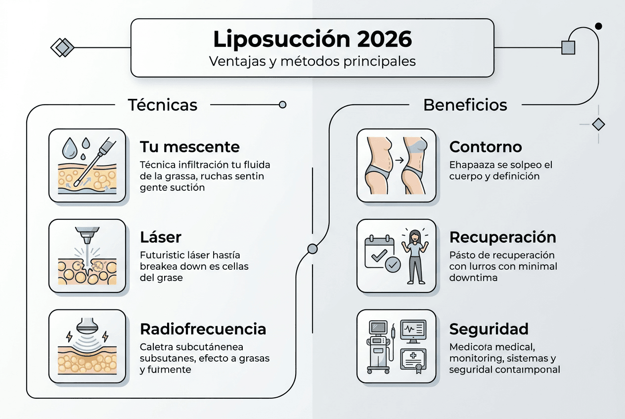 Guía visual sobre los diferentes tipos de liposucción y sus principales beneficios