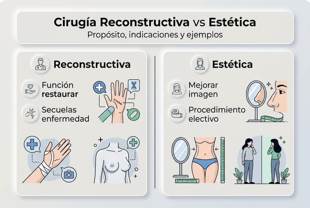 Infografía: diferencias entre cirugía reconstructiva y cirugía estética