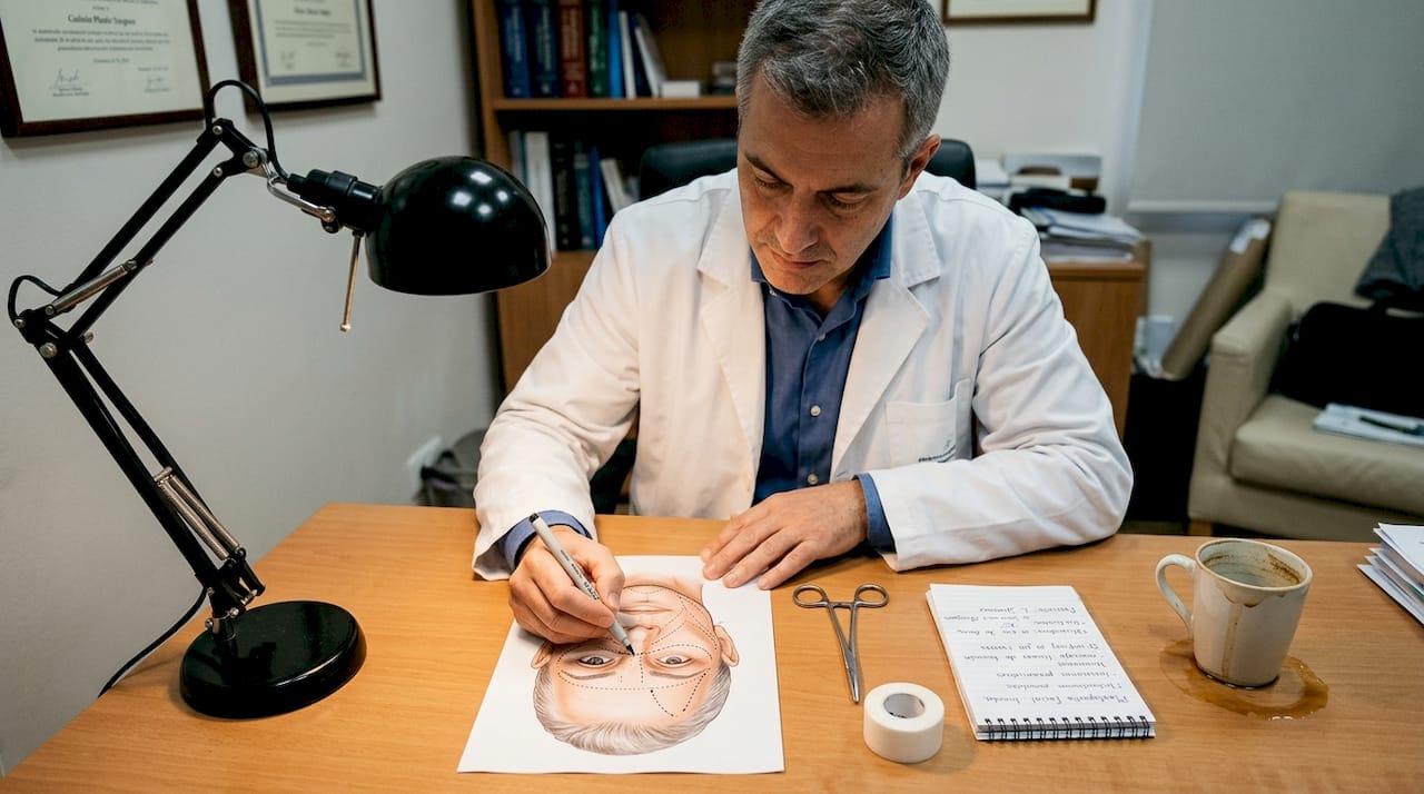 El cirujano marca las zonas a intervenir como parte de la planificación de la cirugía.