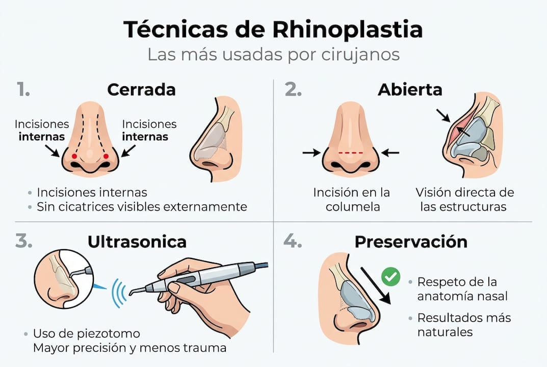 Infografía: las técnicas más utilizadas en rinoplastia