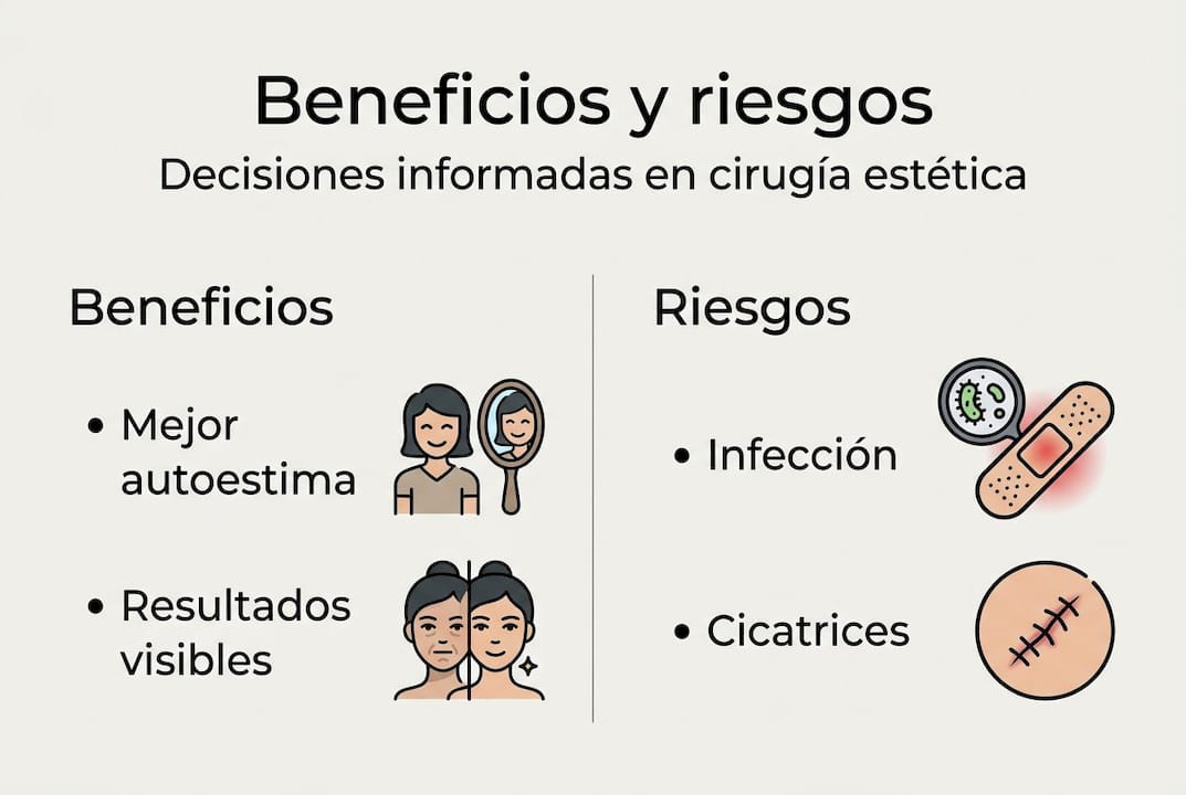 Guía visual sobre las ventajas y posibles riesgos de la cirugía estética