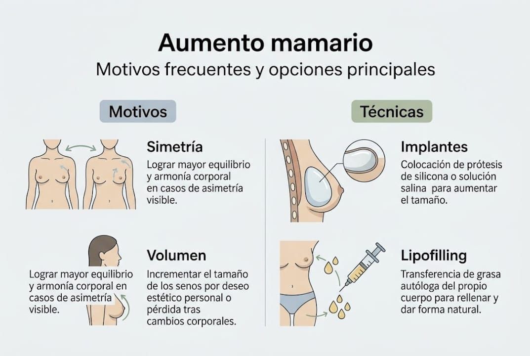 Infografía: razones para aumentar el busto y técnicas más utilizadas