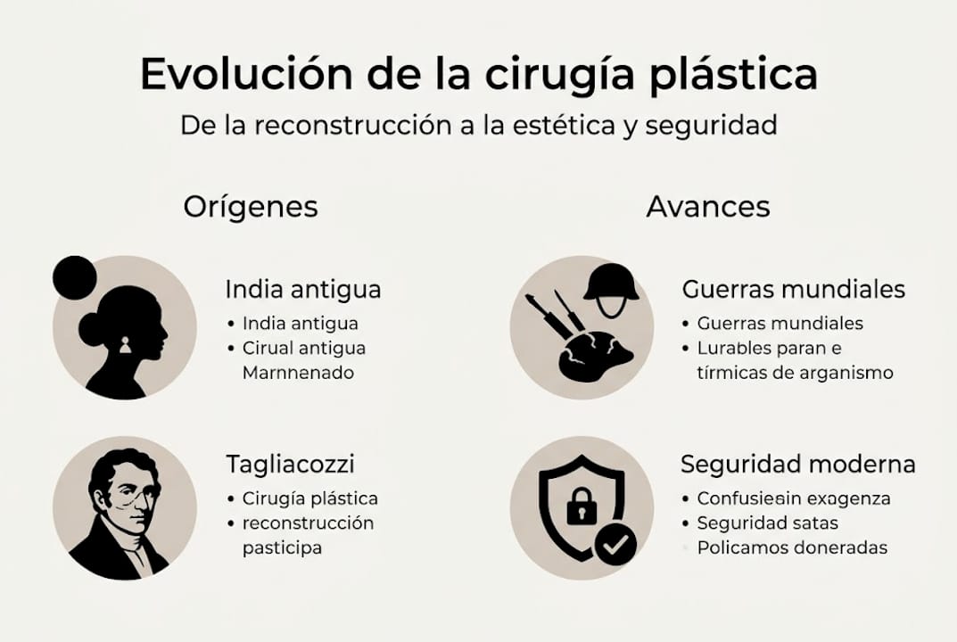 Infografía sobre la evolución y los logros de la cirugía plástica
