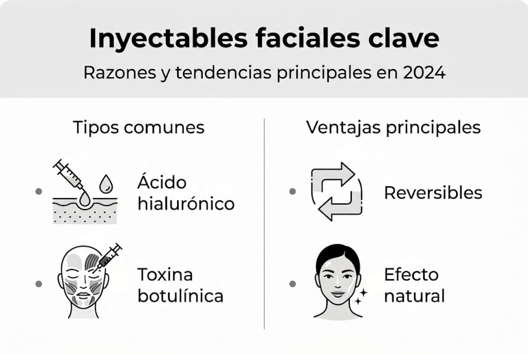 Guía visual sobre los diferentes tipos de inyectables faciales y sus beneficios