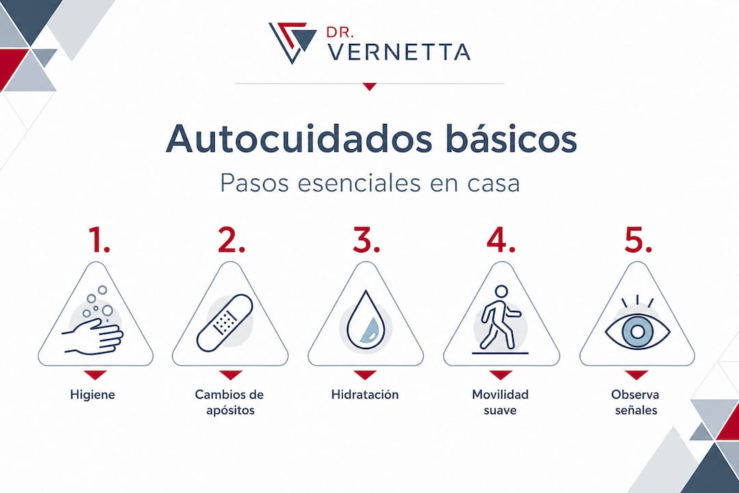 Infografía con recomendaciones clave para cuidarte después de una cirugía