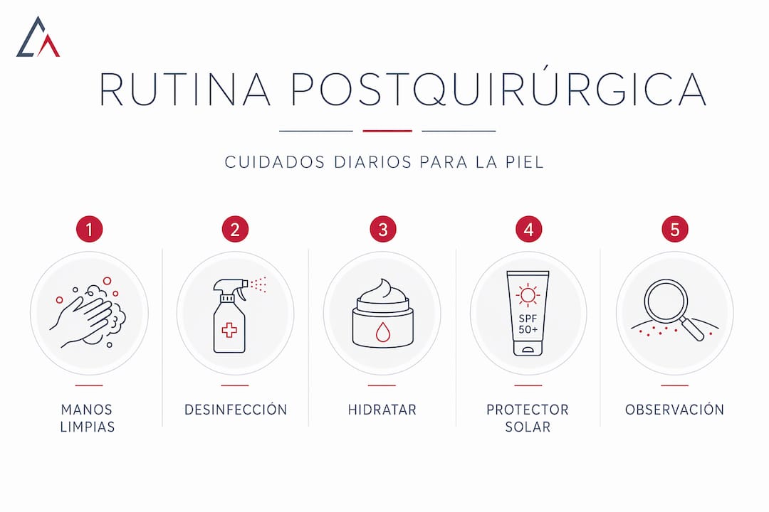 Guía visual: cuidados esenciales para la piel después de una cirugía