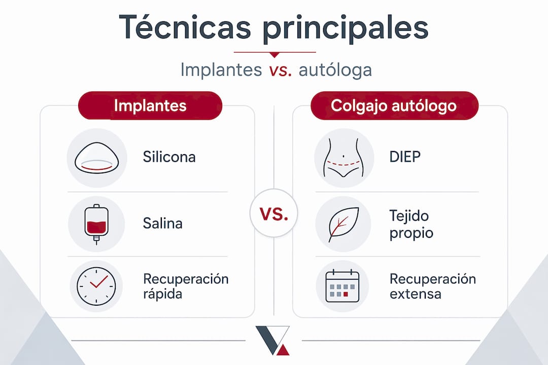 Infografía sobre las diferentes opciones de reconstrucción mamaria