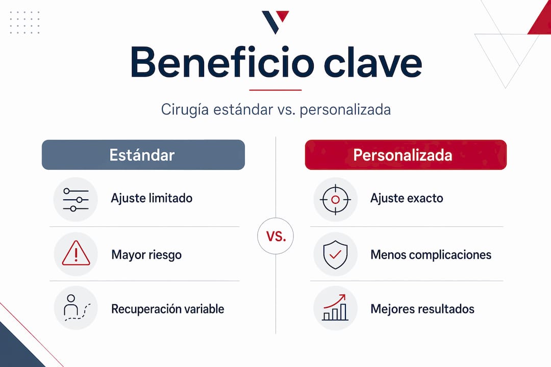 Infografía sobre las diferencias entre cirugía tradicional y cirugía personalizada