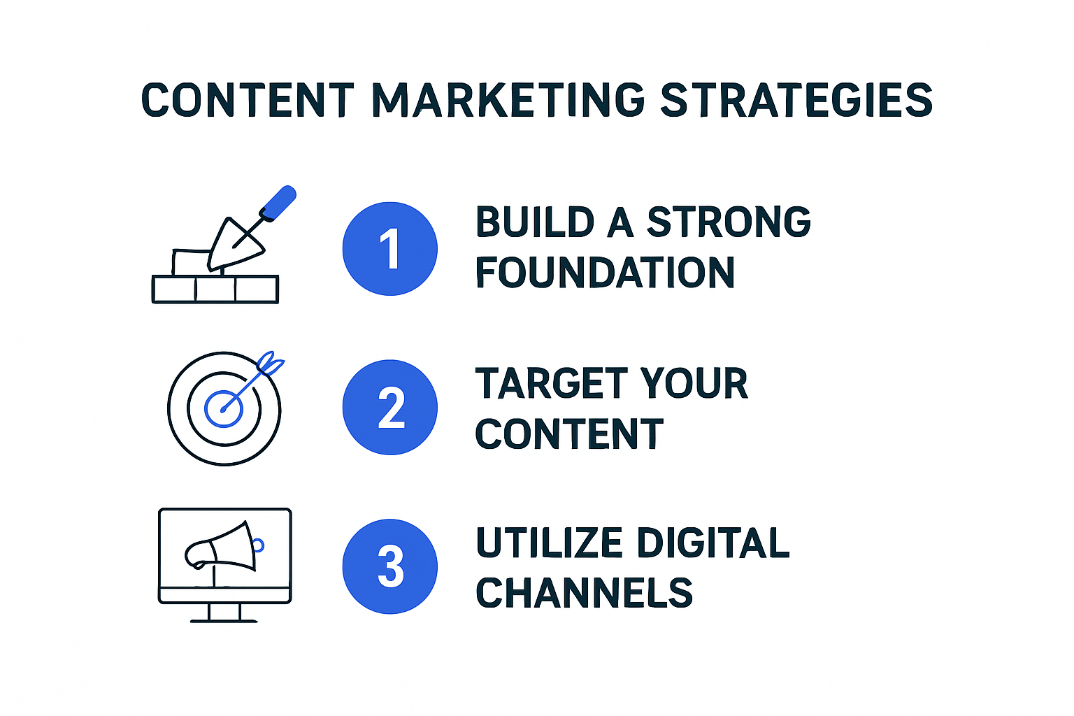 Infographic summarizing core content marketing strategies for 2025