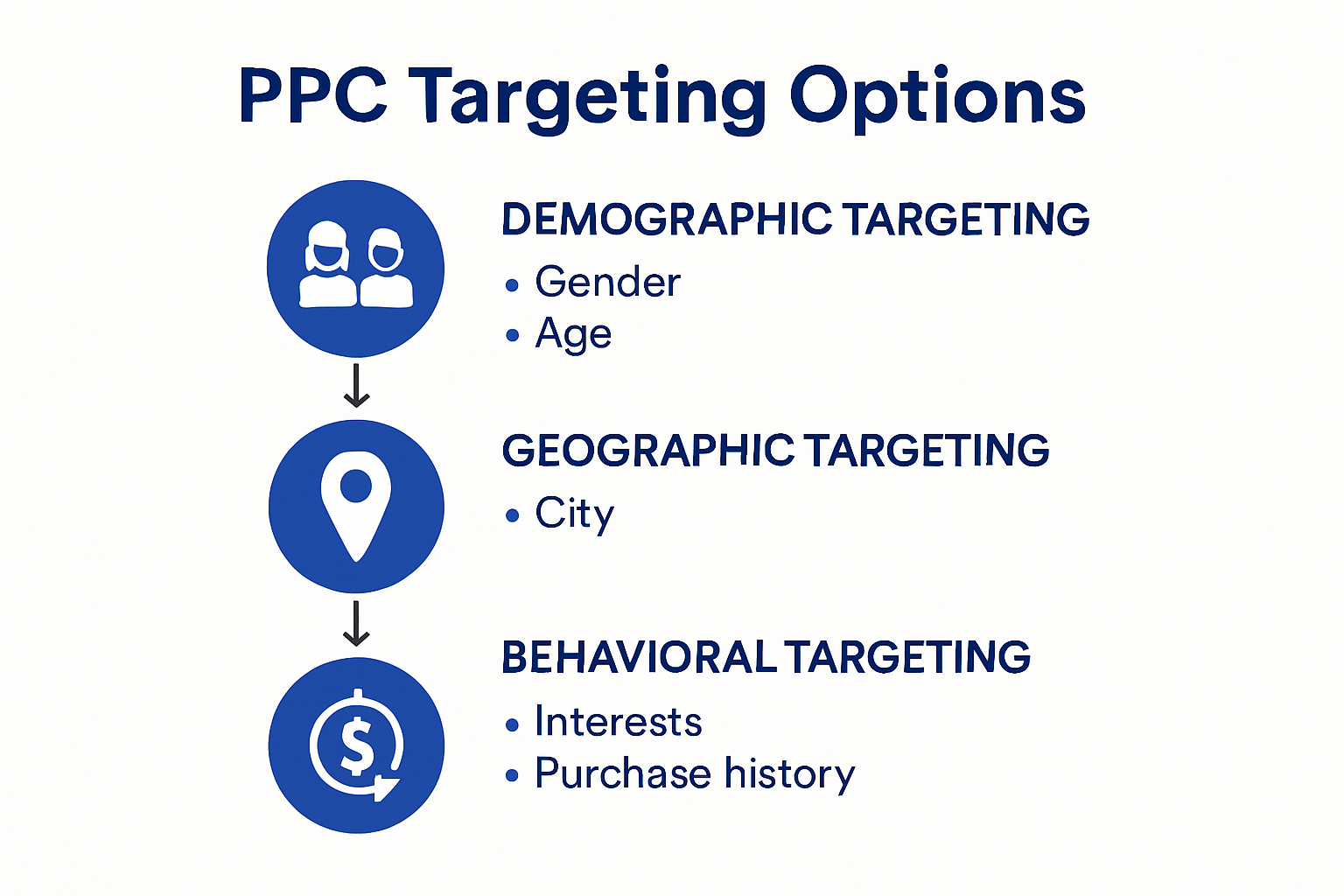 Infographic of PPC targeting strategies and processes