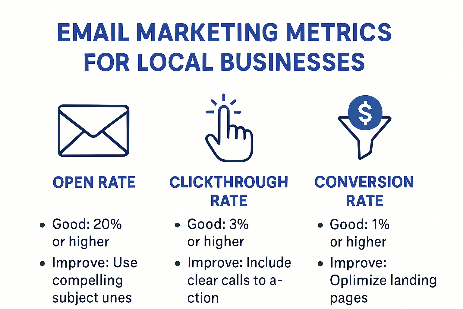 Key email marketing metrics visual comparison