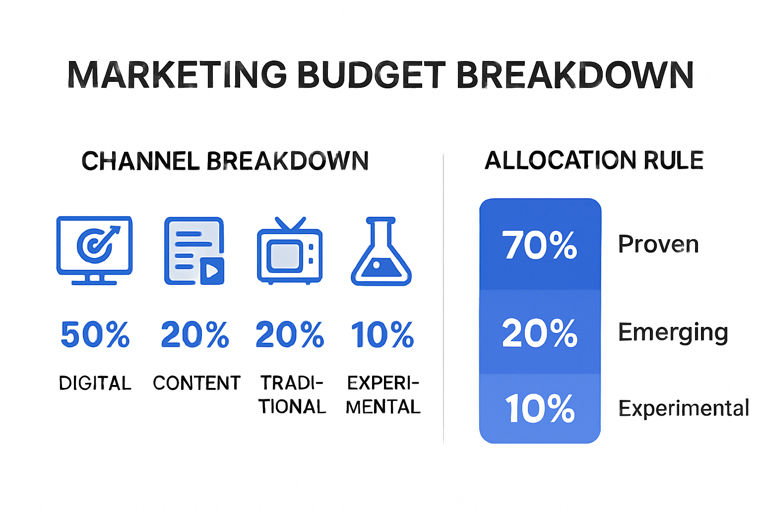 Infographic comparing marketing budget allocation strategies