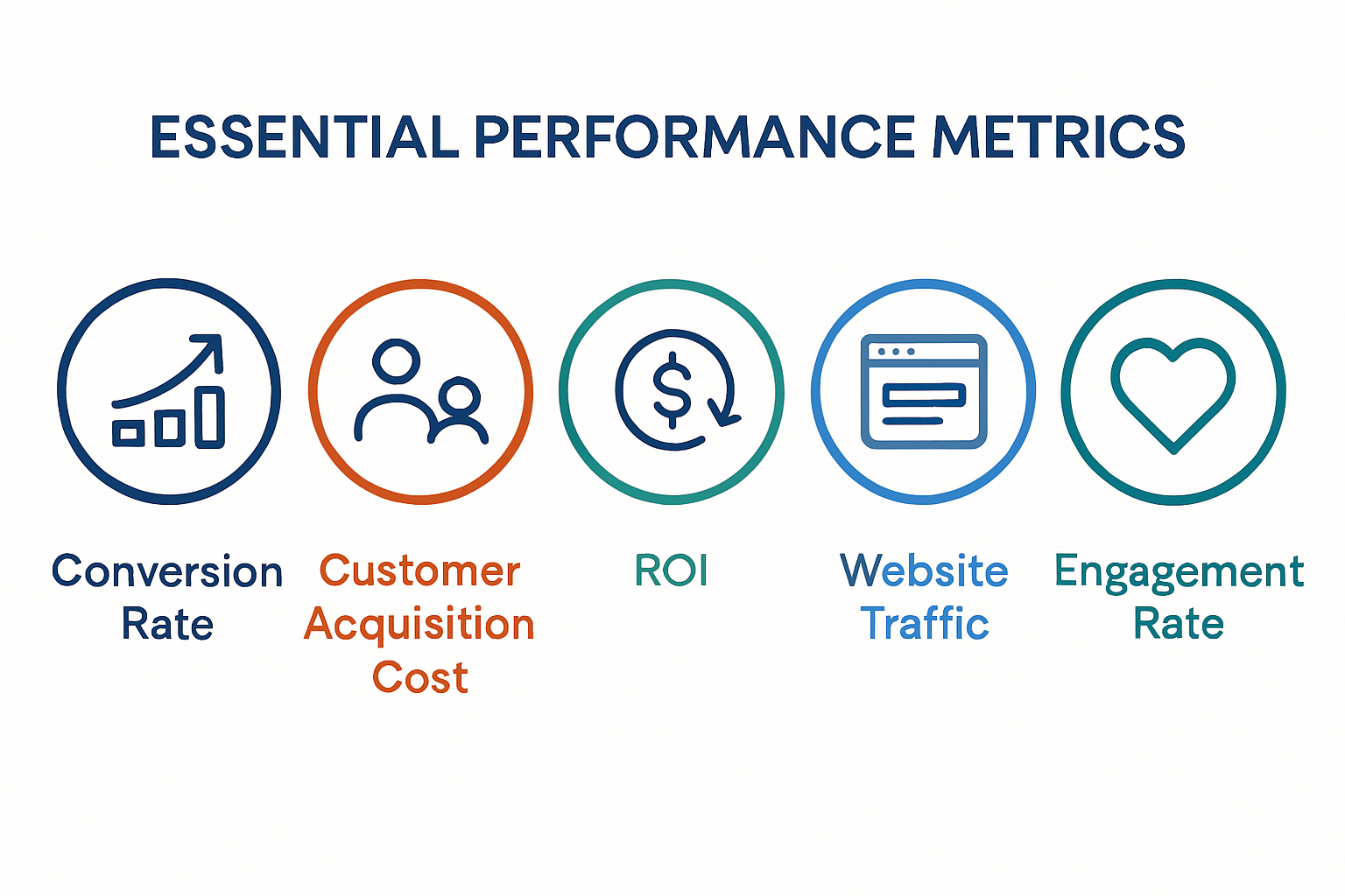 Infographic showing five key digital marketing KPIs