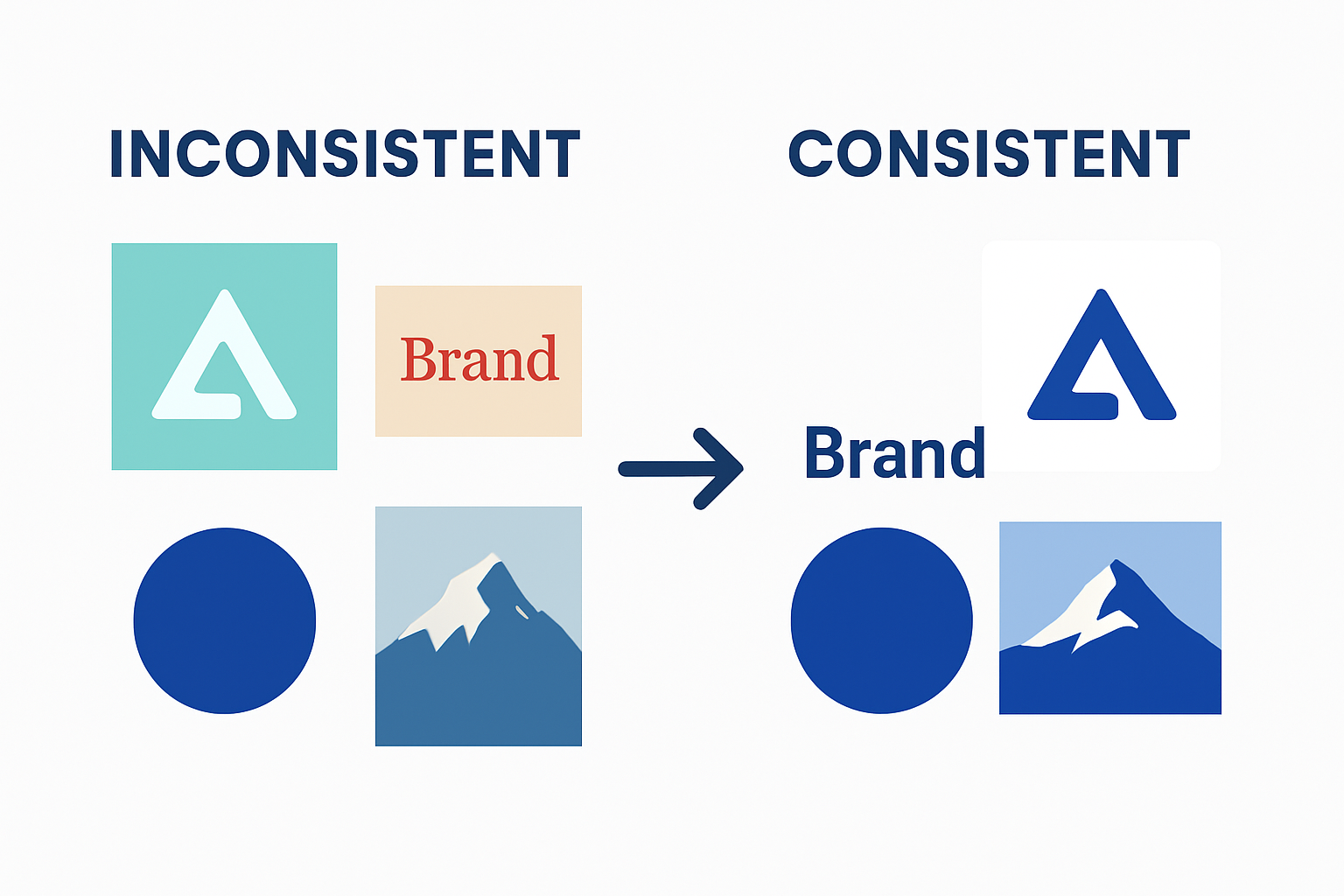 Before and after showing visual brand consistency