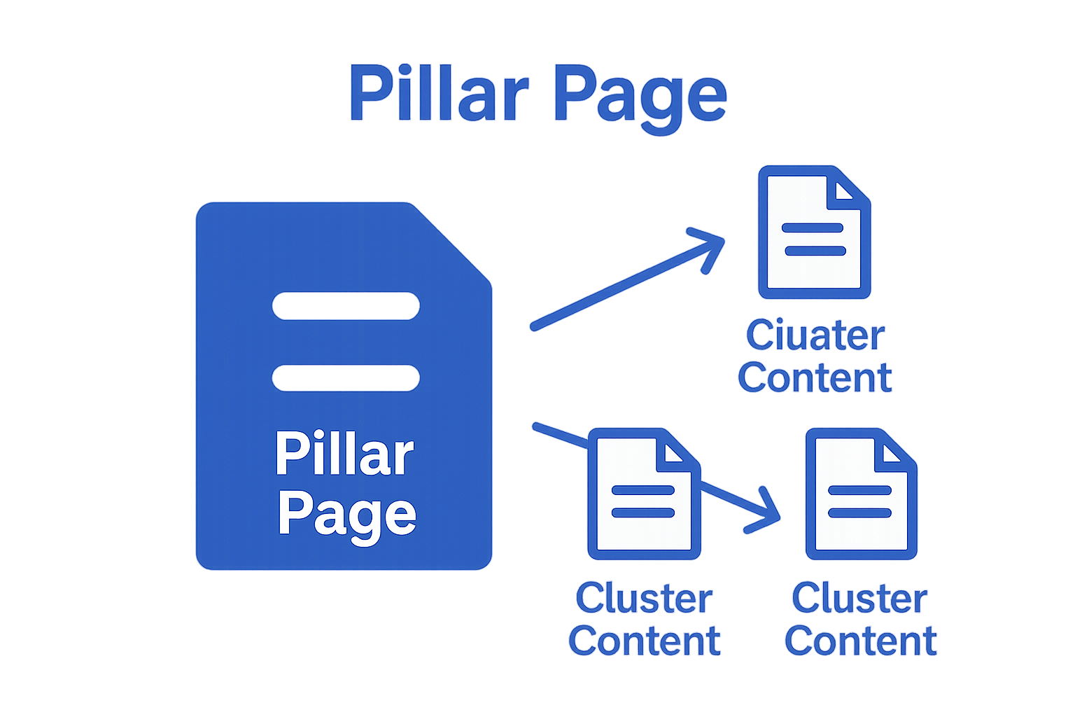 Infographic showing pillar page at center and cluster content connected around it
