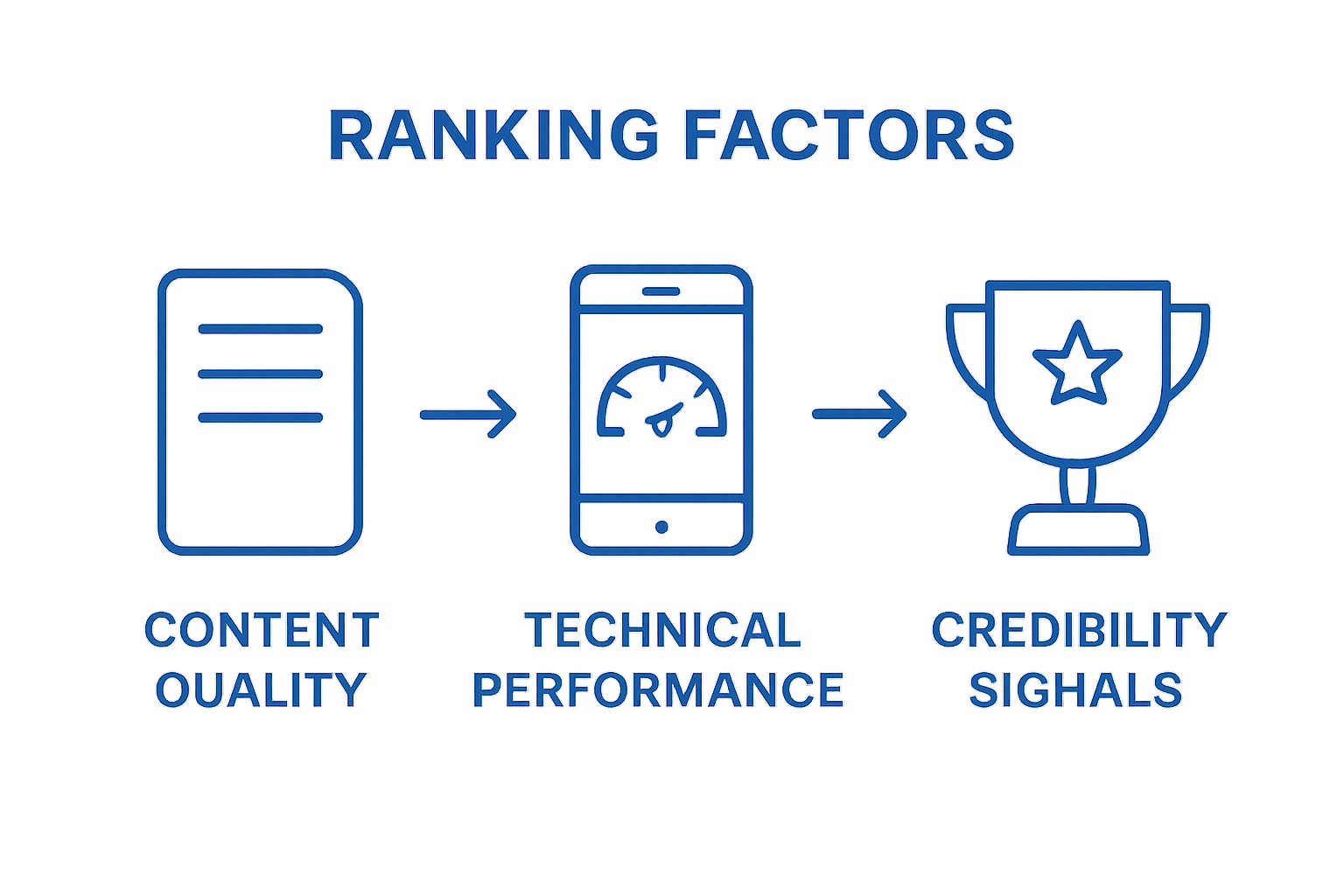 Infographic comparing top three search ranking factors