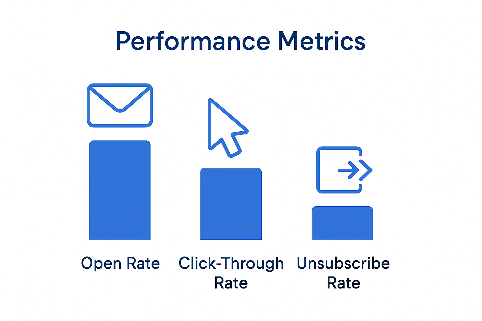 Comparative bar chart of key email marketing metrics