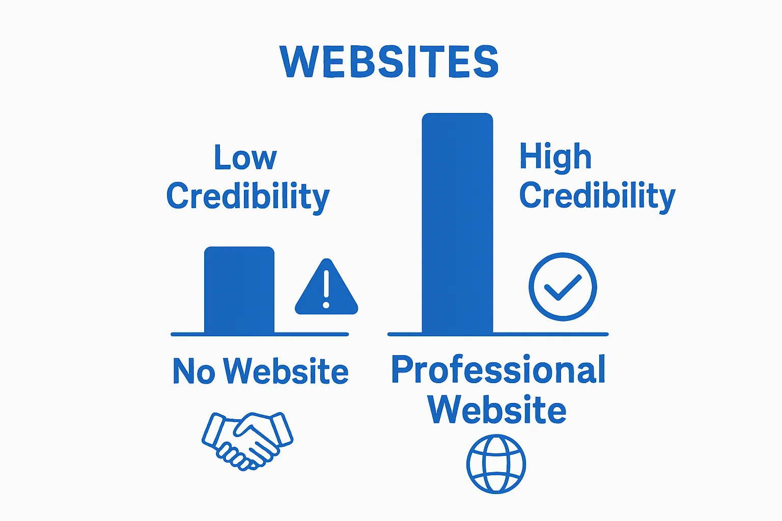 Website vs. no website impact on trust and reach