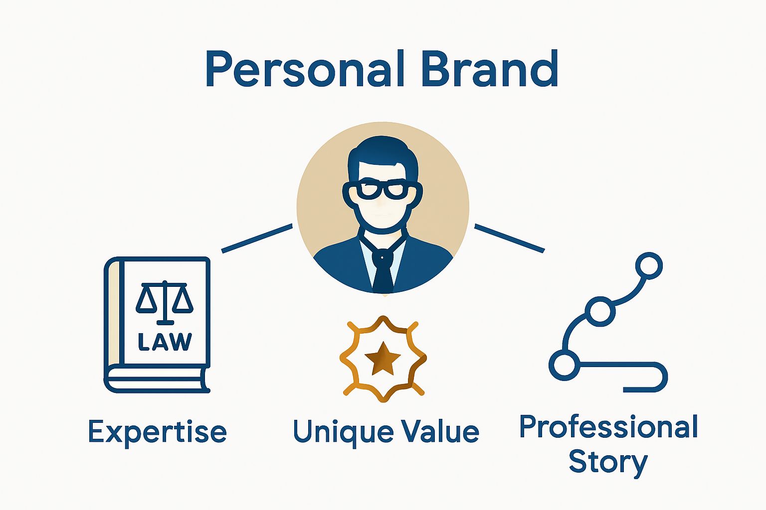 Breakdown of three key elements of personal branding for lawyers