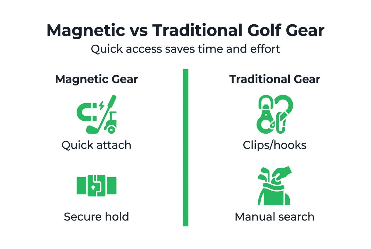 Infographic comparing magnetic and traditional golf gear