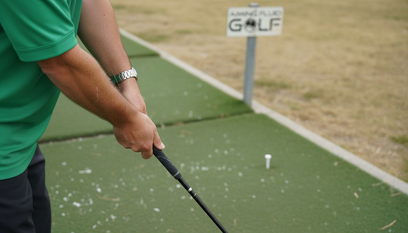 Close-up ergonomic golf club grip hands