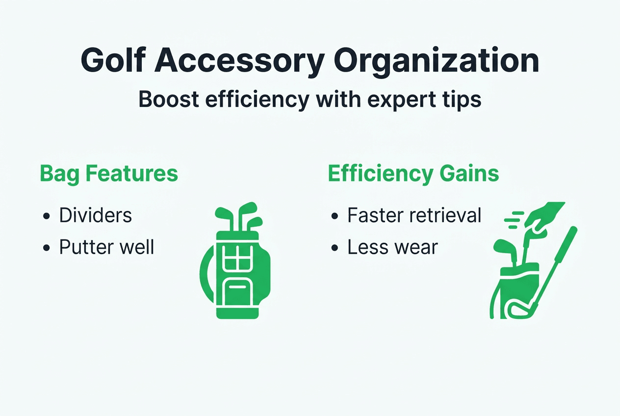 Infographic golf accessory organization efficiency