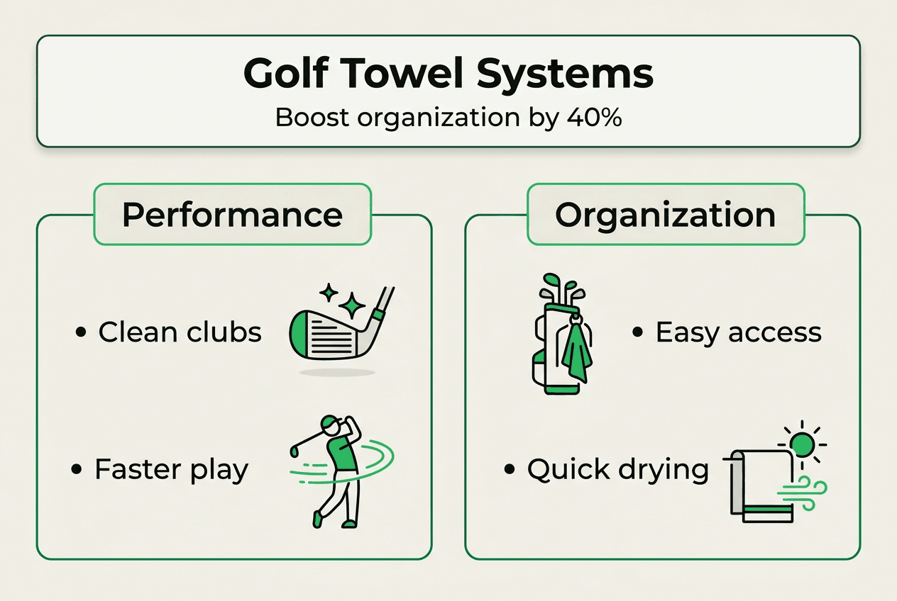 Infographic golf towel systems benefits overview