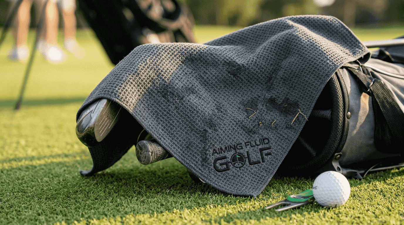 Microfiber towel features and golf accessories