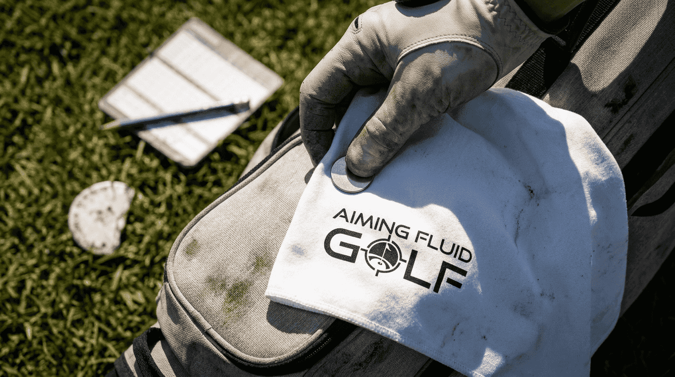 Attaching magnetic towel to golf bag