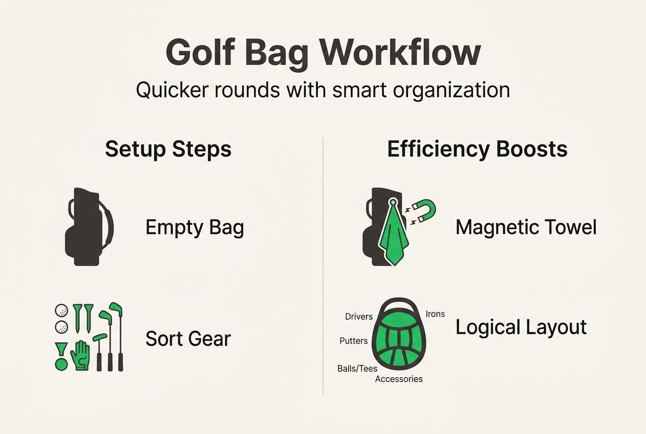 Infographic of steps for golf bag efficiency
