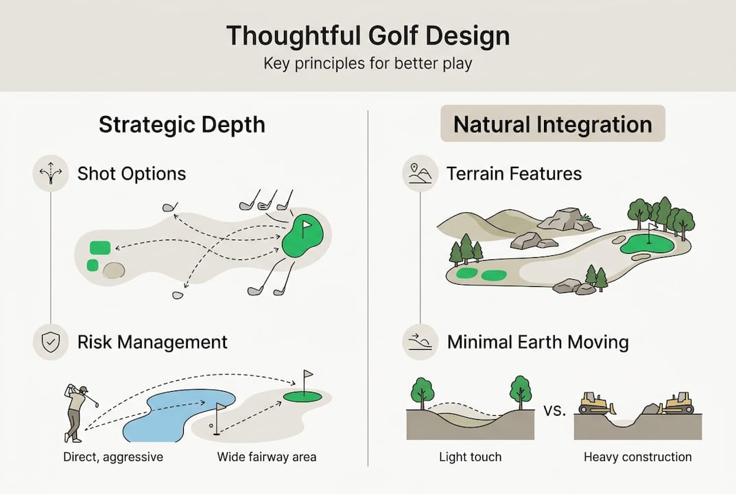Infographic on strategic and natural golf design