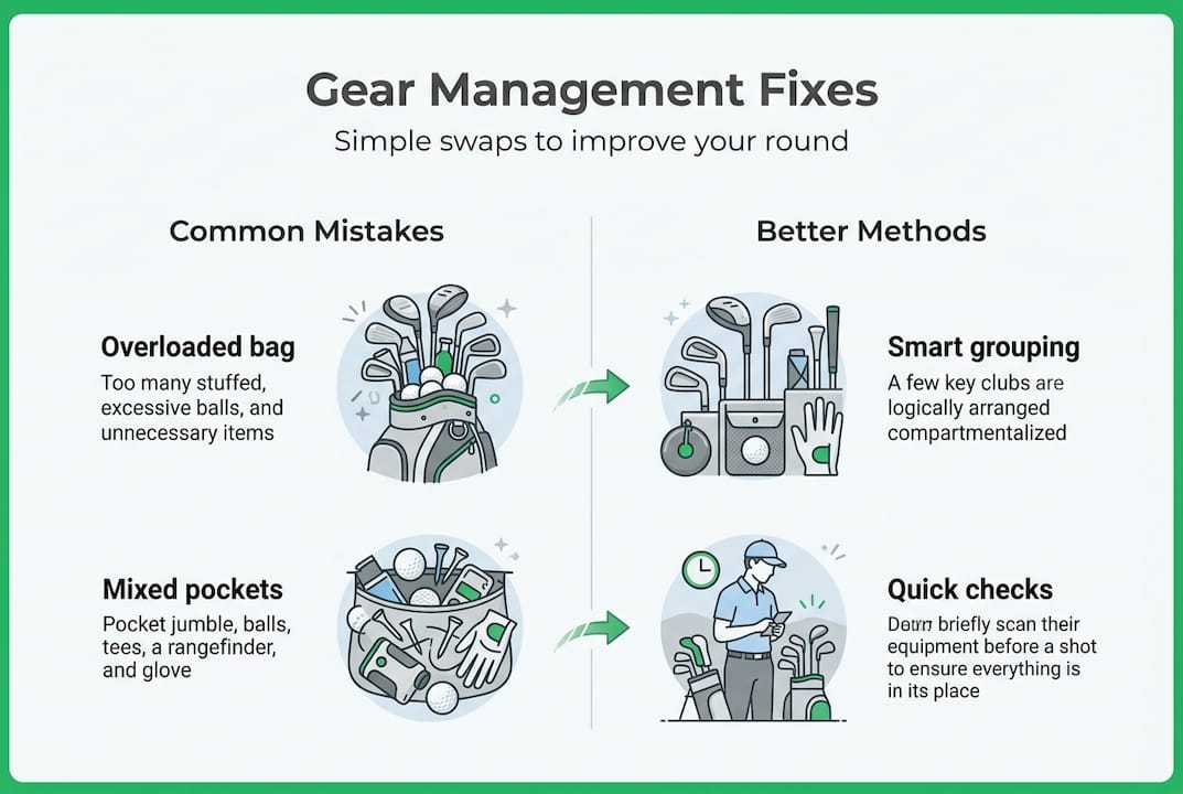 Infographic of gear mistakes and fixes in golf