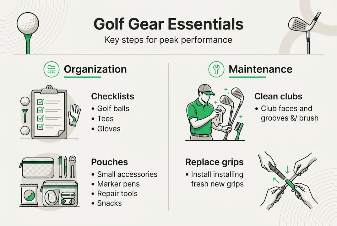 Infographic outlining golf preparedness essentials