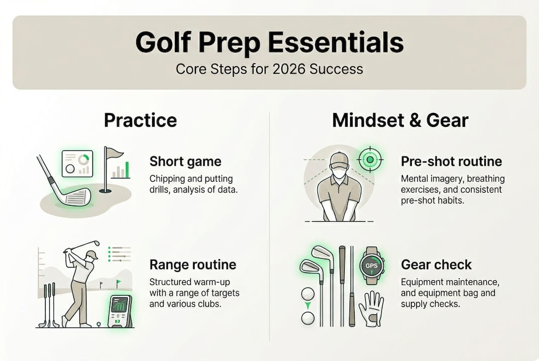 Infographic outlining golf preparation steps