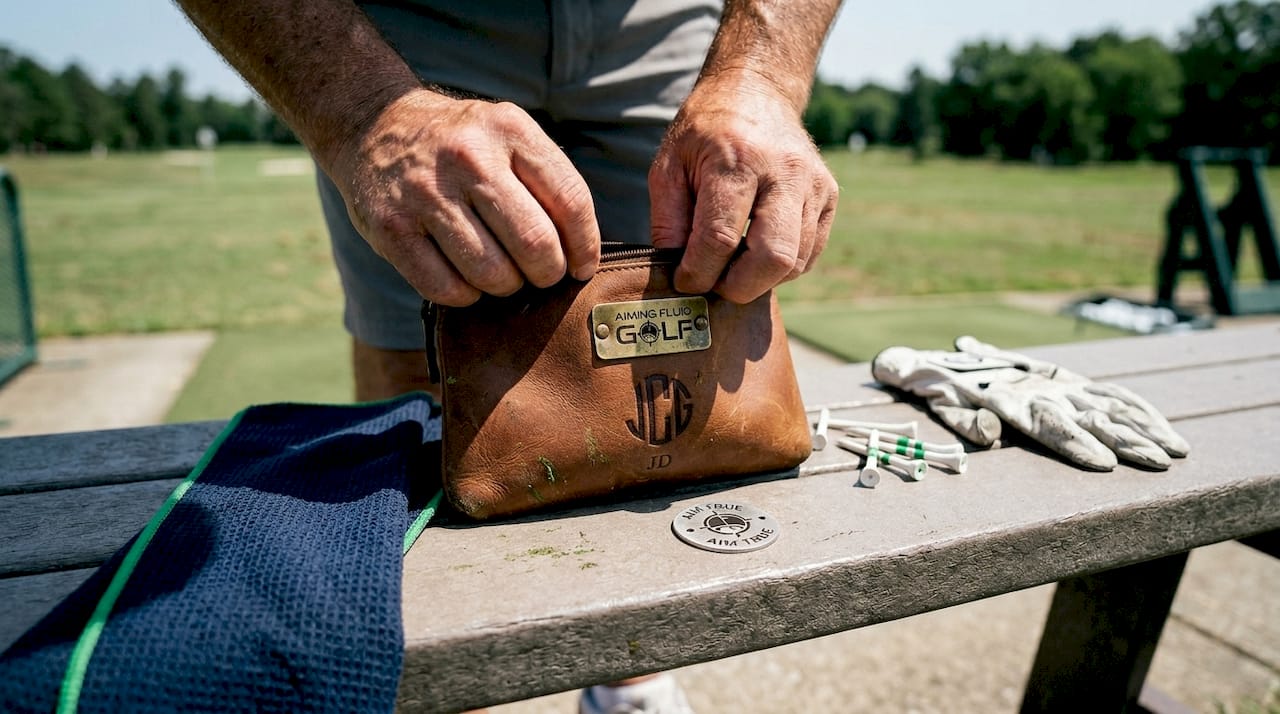 Hands using personalized golf accessories