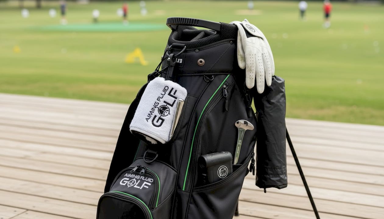 Close-up of golf bag premium accessories