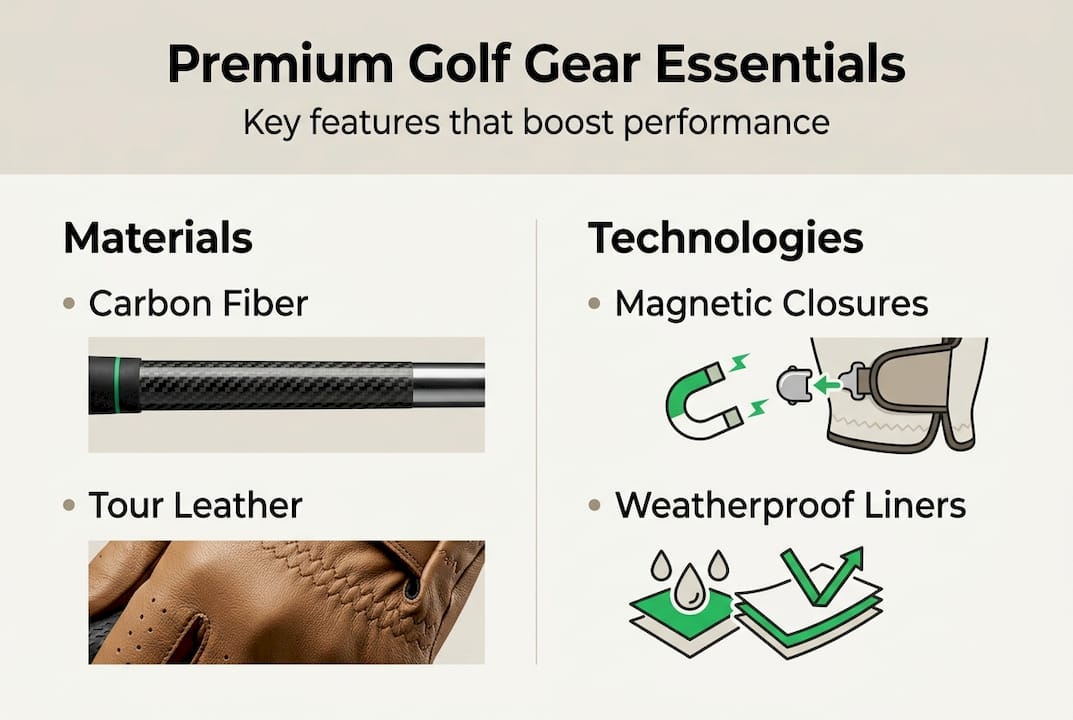 Infographic comparing golf materials and technologies