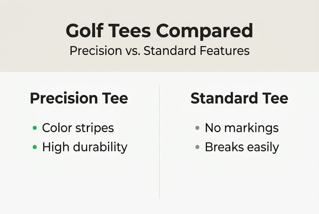Infographic comparing precision and standard golf tees