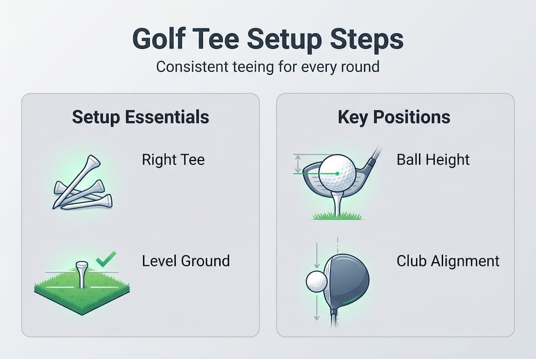 Infographic with steps for golf tee setup