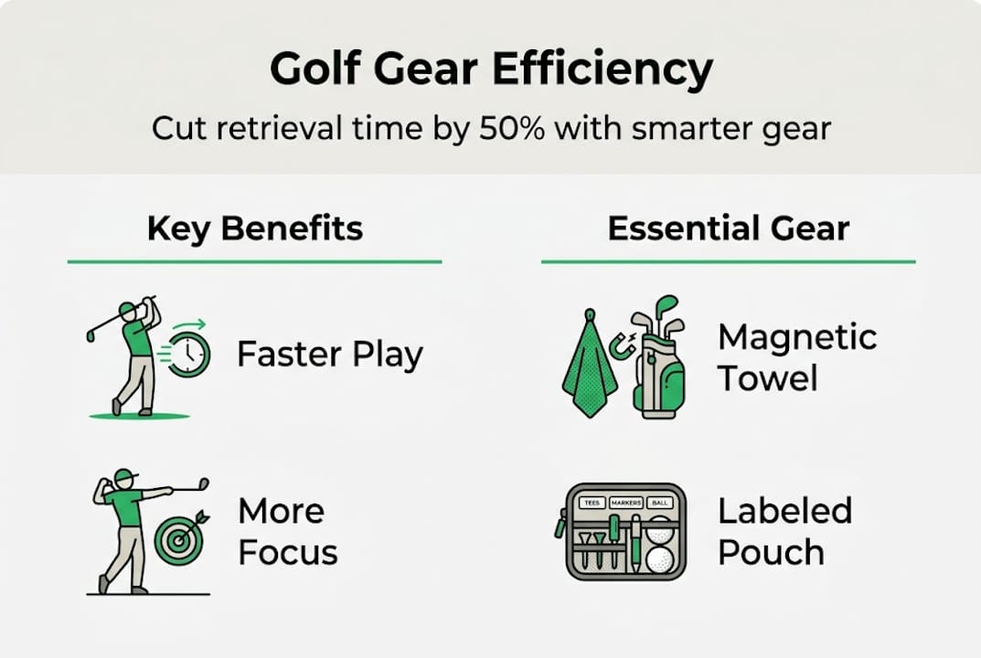 Infographic showing golf gear efficiency tips