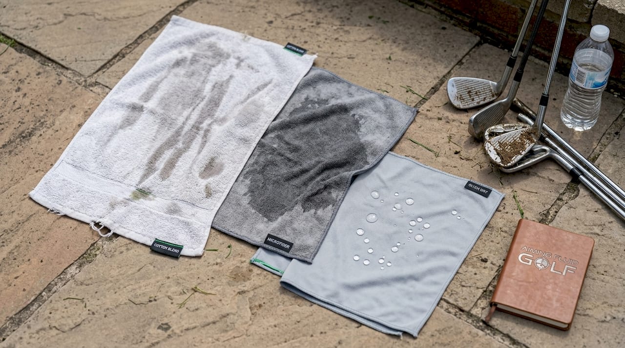 Golf towels showing absorbency differences