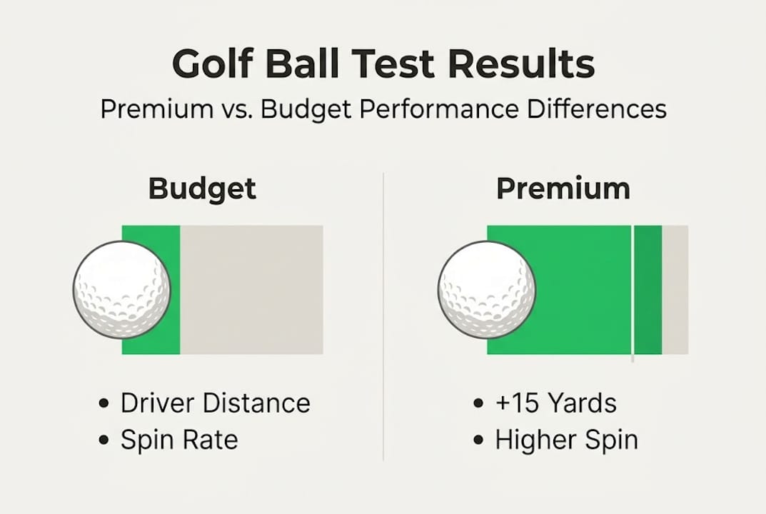 Infographic contrasting premium and budget golf balls