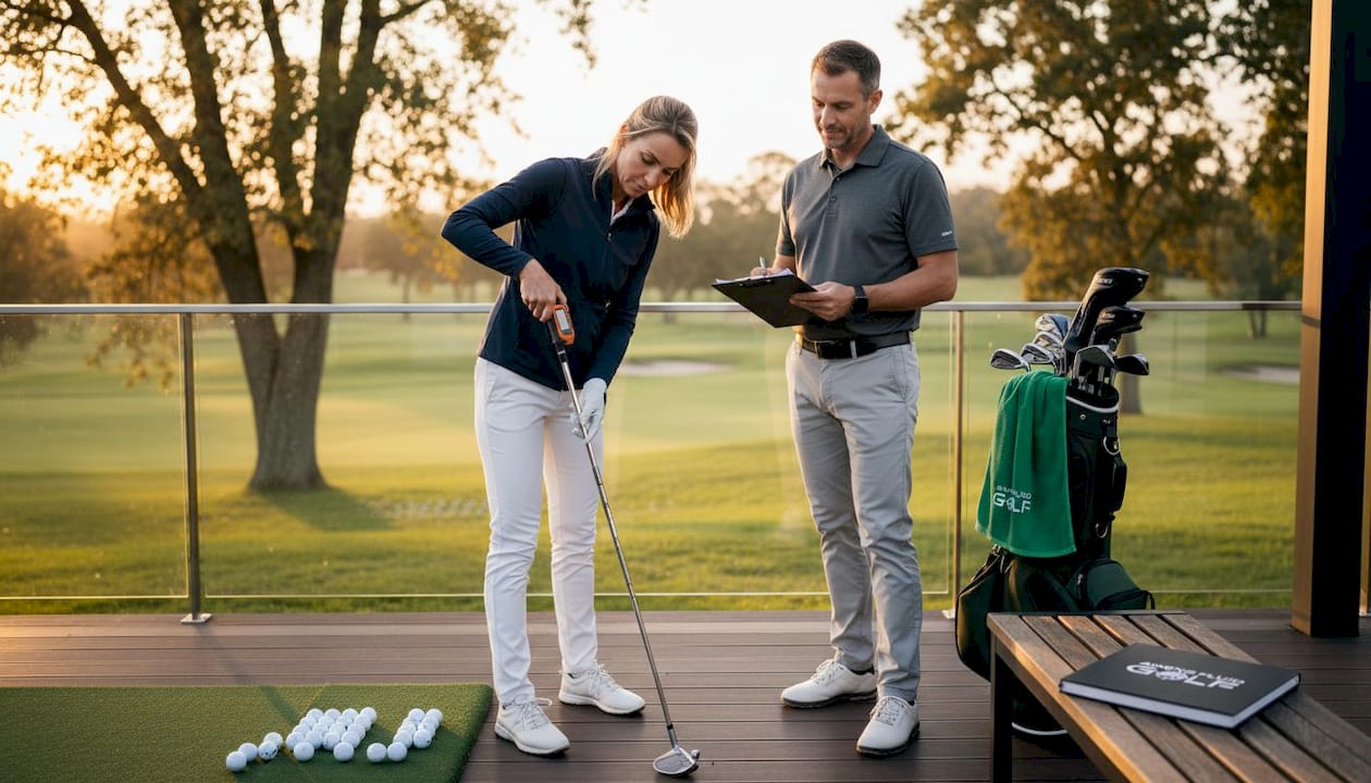 Golf club fitting indoors with launch monitor