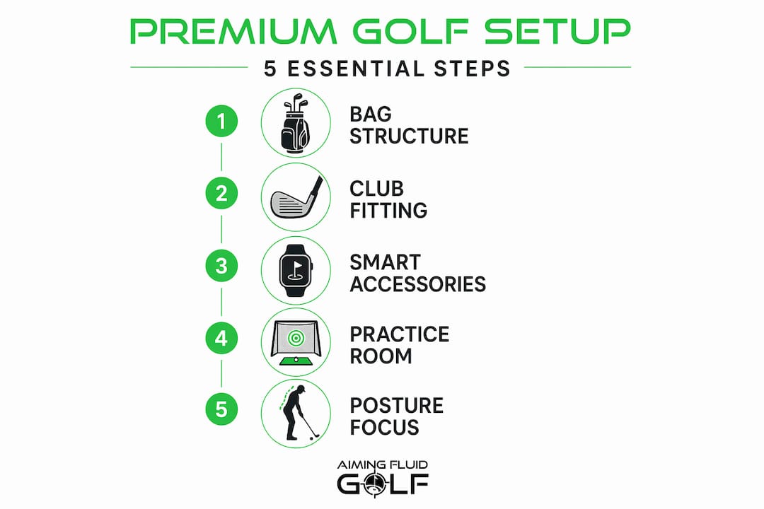 Infographic showing steps for premium golf setup
