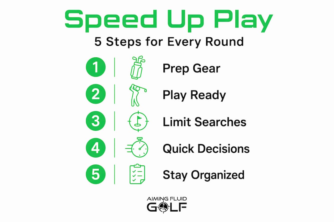Infographic with five steps to speed up golf pace